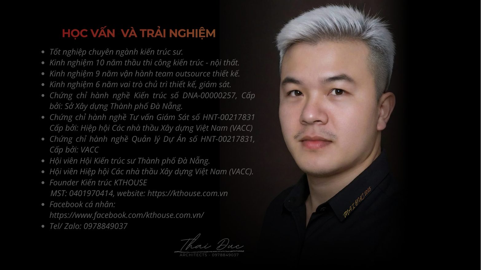 Chân dung và hành trình nghề nghiệp KTS Thái Đức